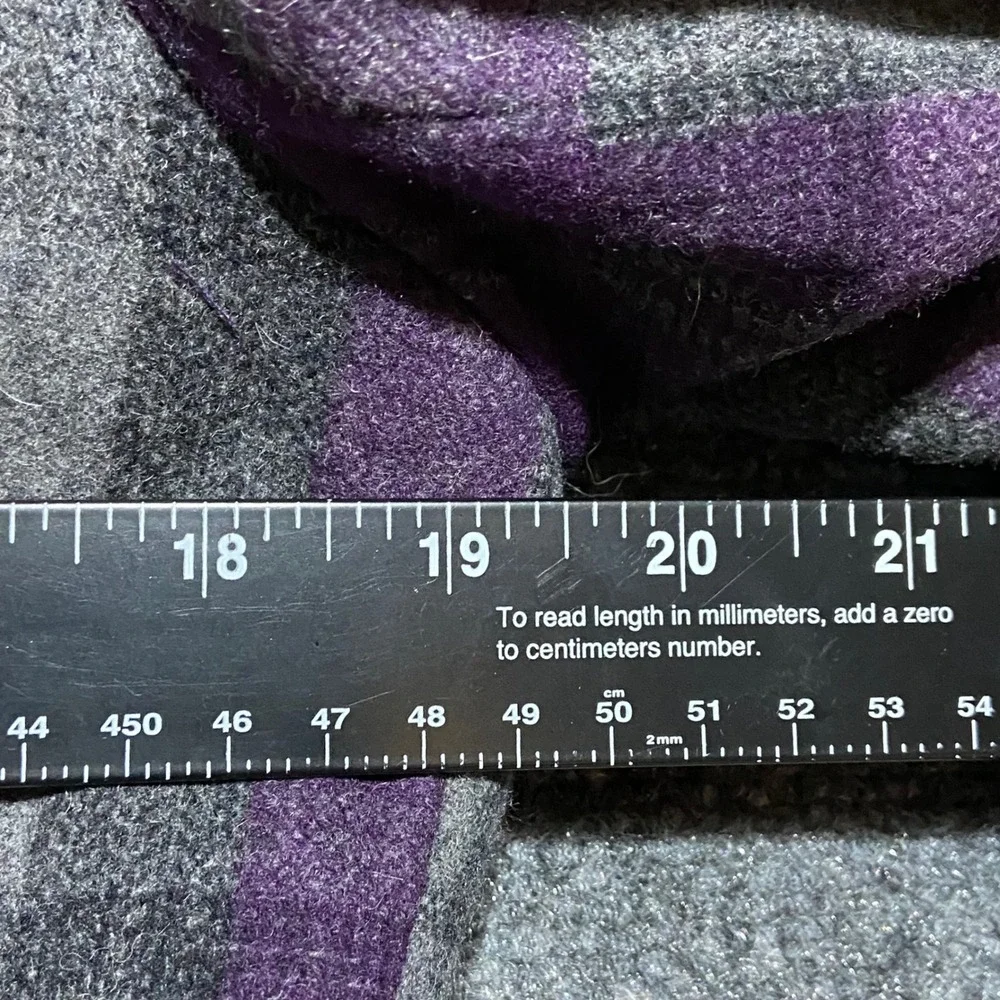 Guess Womens Y2K Purple Plaid Wool Blend Double Breasted Peacoat Jacket Size M